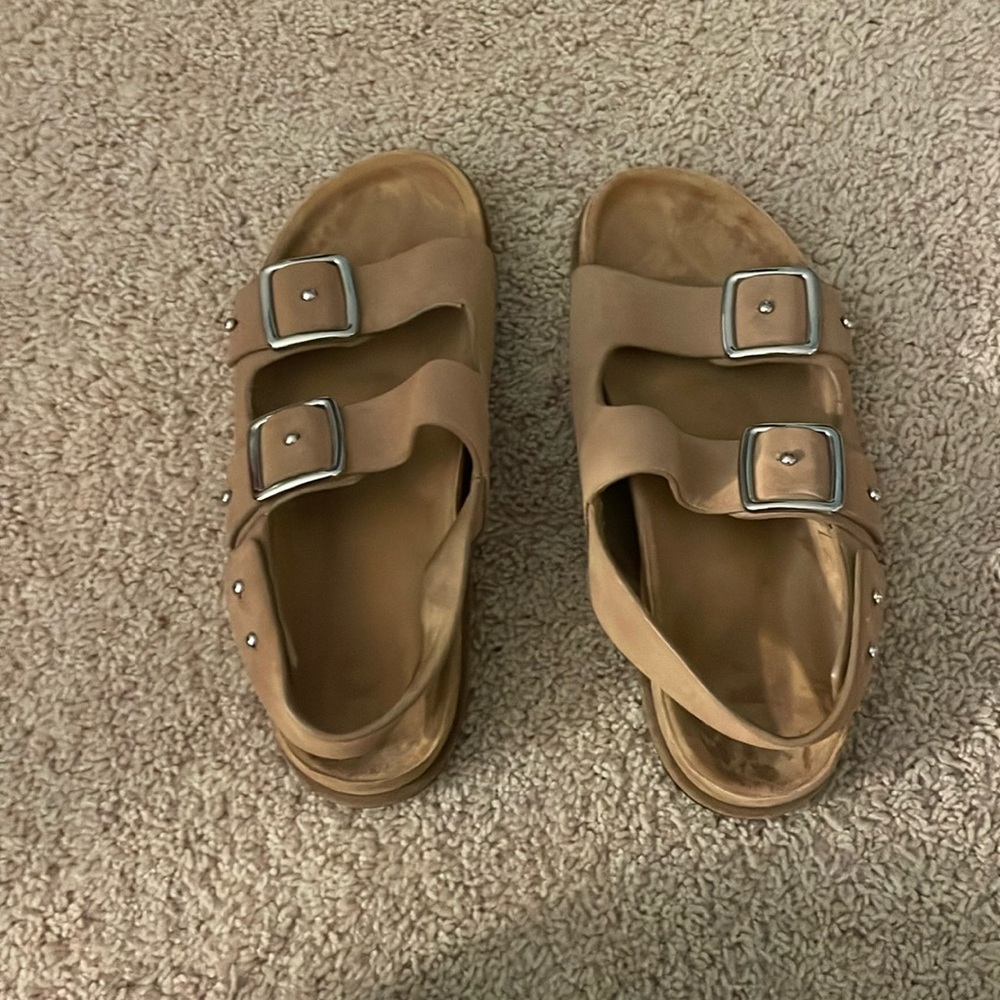 Zara Suede Tan Fisherman Sandals